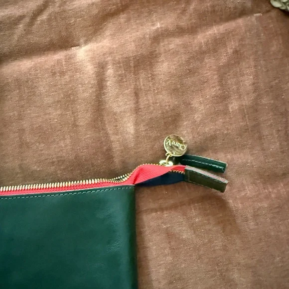 Clare V green leather zip tote bag Le Zip - Picture 6 of 9